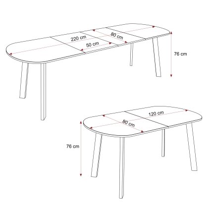 Išskleidžiamas valgomojo stalas SANELLO Spalvos: Juoda / grigia pietra, Plotis: 120 cm 4 Išskleidžiamas valgomojo stalas SANELLO Spalvos: Juoda / grigia pietra, Plotis: 120 cm 4