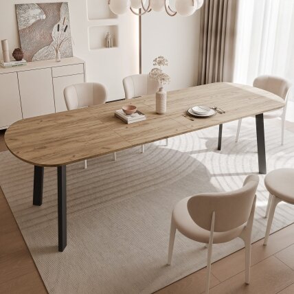 Išskleidžiamas valgomojo stalas SANELLO Plotis: 160 cm, Spalvos: Juoda / kraft auksinis ąžuolas 1 Išskleidžiamas valgomojo stalas SANELLO Plotis: 160 cm, Spalvos: Juoda / kraft auksinis ąžuolas 1