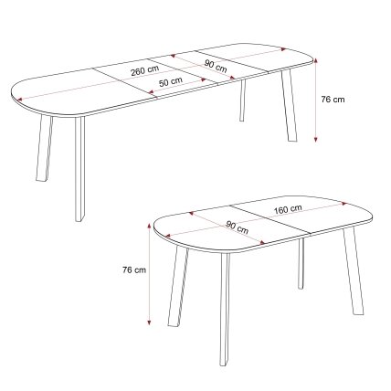 Išskleidžiamas valgomojo stalas SANELLO Spalvos: Juoda / bianco marmuras, Plotis: 160 cm 4