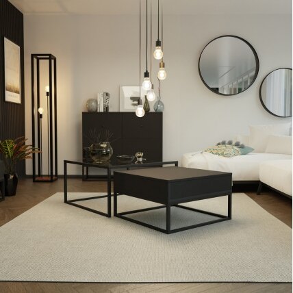 Kavos staliukas ELEGANT 2in1 su stalčiumi Spalvos: Juoda / juoda matinė + stiklas 1