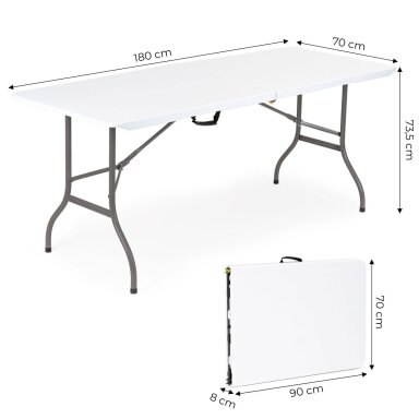 Sulankstomas stalas 180 cm baltas