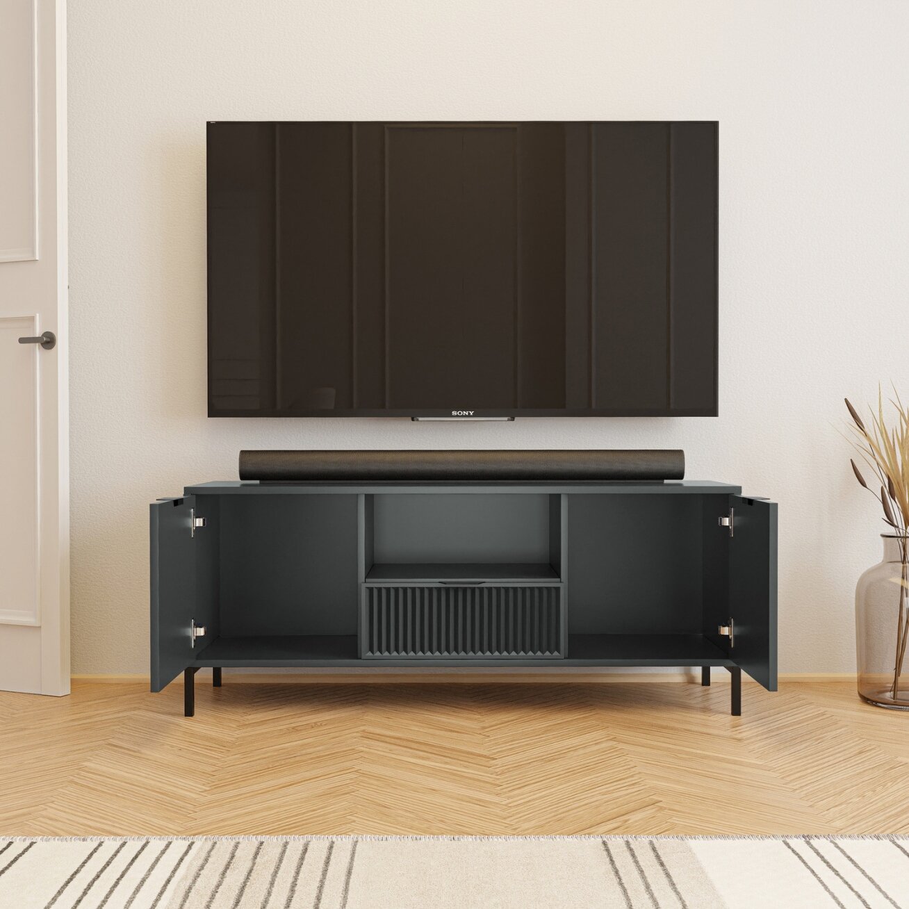 TV spintelė Wave 135 cm su stalčiais Spalvos: Greenstone (žalia) 2