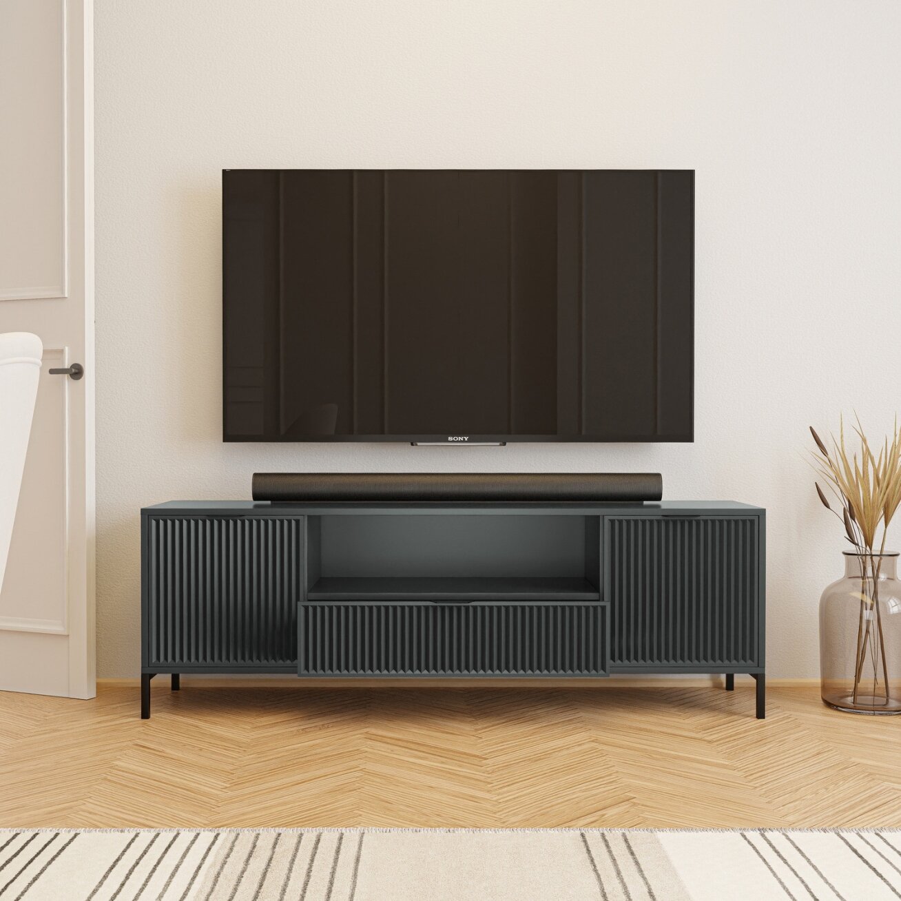 RTV spintelė WAVE 165 cm su stalčiais Spalvos: Greenstone (žalia) 1