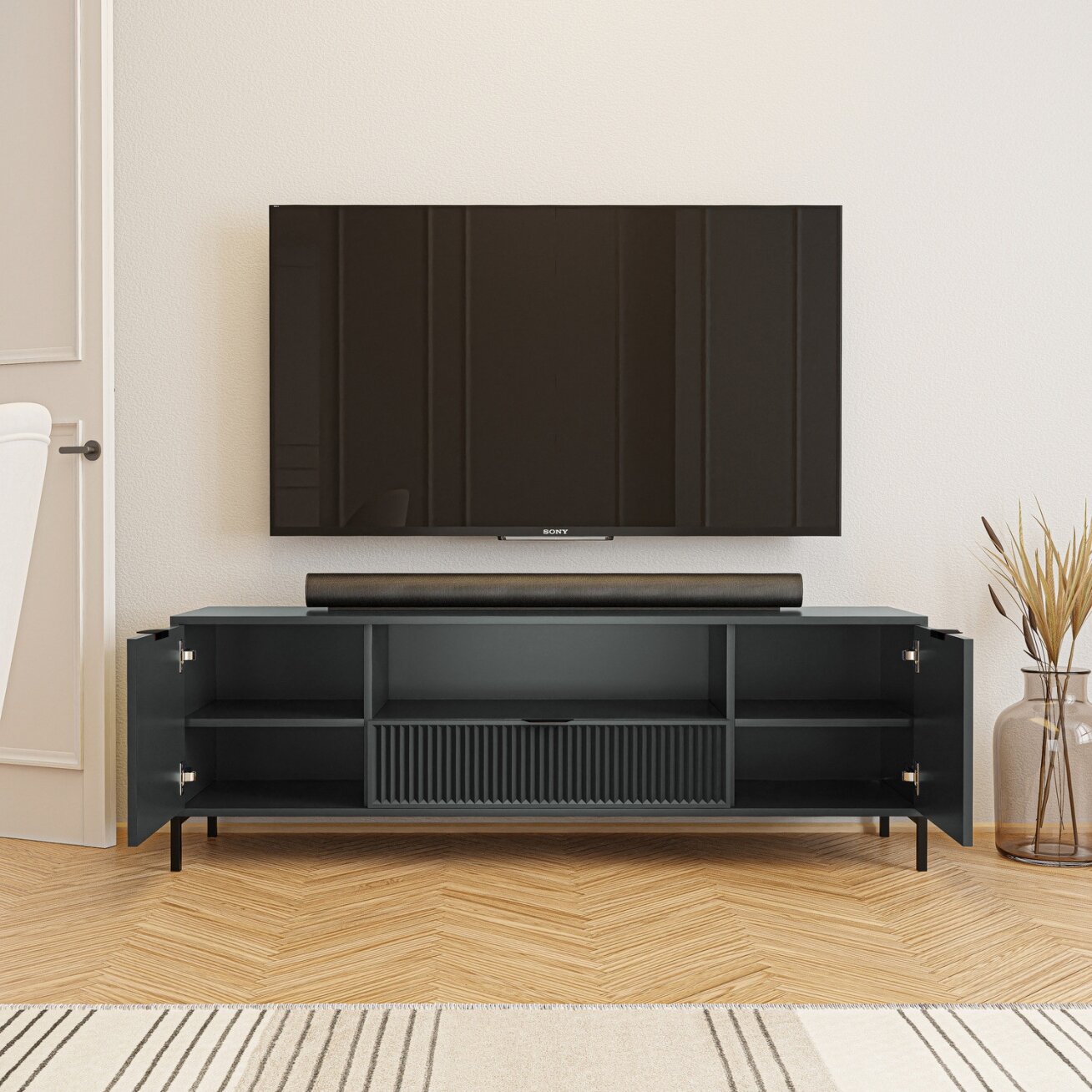 RTV spintelė WAVE 165 cm su stalčiais Spalvos: Greenstone (žalia) 2