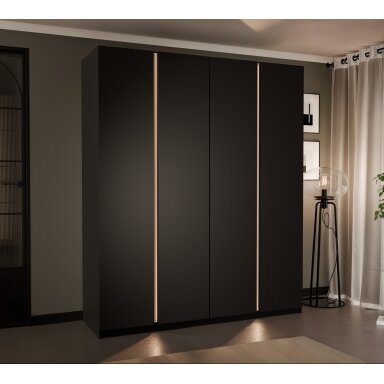 Keturdurė varstoma spinta VERONA 200 cm Spalva: juoda, LED apšvietimas: taip