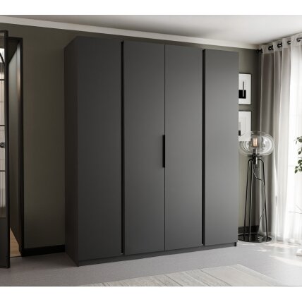 Keturdurė varstoma spinta VERONA 200 cm Spalva: juoda, LED apšvietimas: taip 1