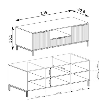 TV spintelė Wave 135 cm su stalčiais Spalvos: Greenstone (žalia) 4