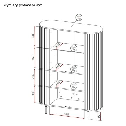 Aukšta stiklinė vitrina svetainei SENTO Spalvos: Juoda, LED apšvietimas: taip 4