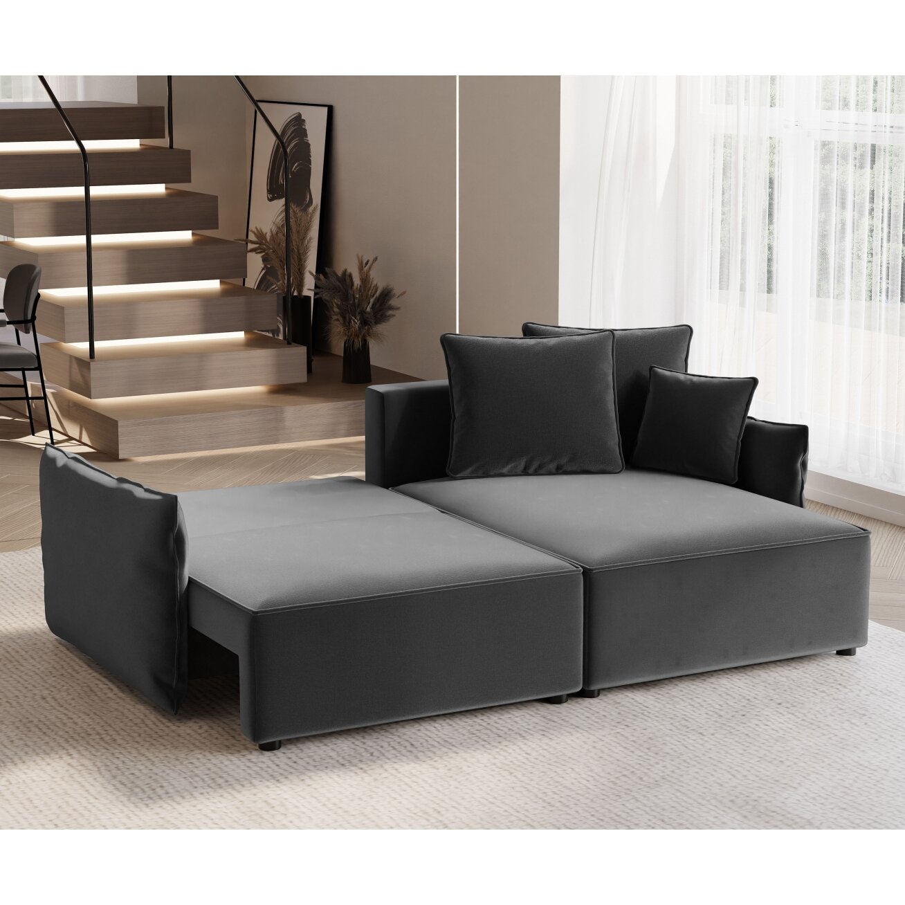 Minkštas kampinis sofa LEON su miego funkcija ir patalynės dėže Kampo pusė: Dešinė, Spalvos: Tiffany 18 2 Minkštas kampinis sofa LEON su miego funkcija ir patalynės dėže Kampo pusė: Dešinė, Spalvos: Tiffany 18 2