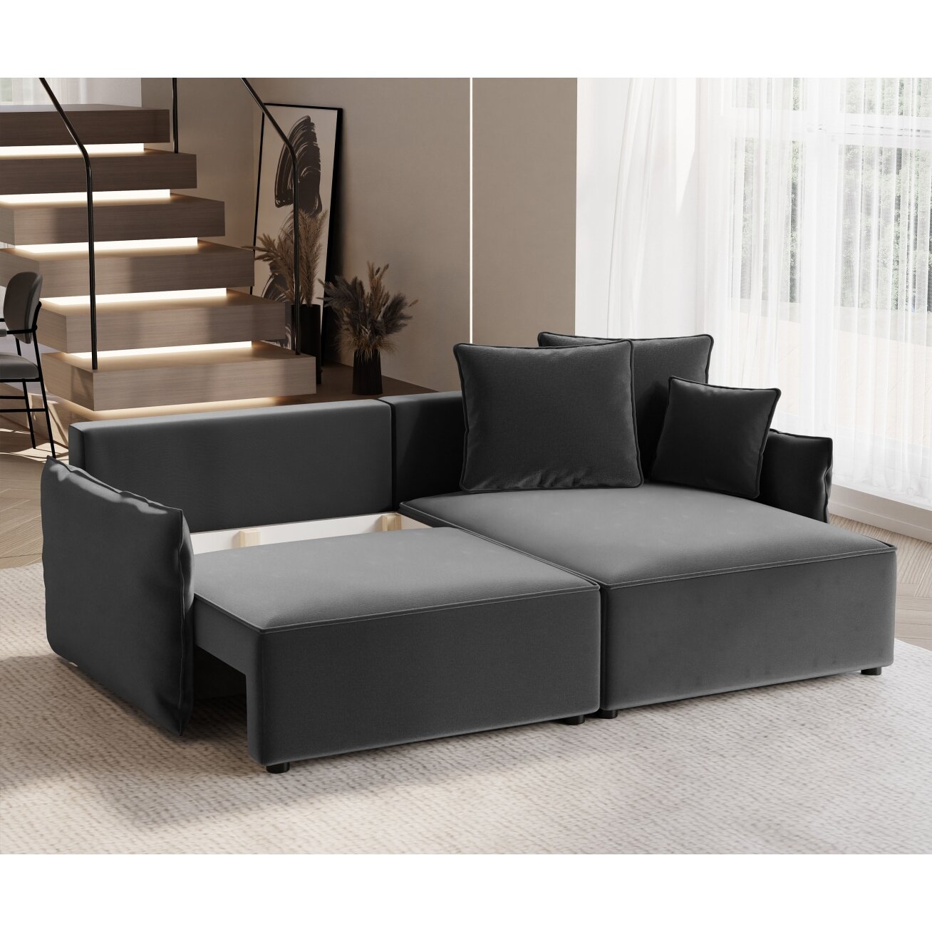 Minkštas kampinis sofa LEON su miego funkcija ir patalynės dėže Kampo pusė: Dešinė, Spalvos: Tiffany 18 3