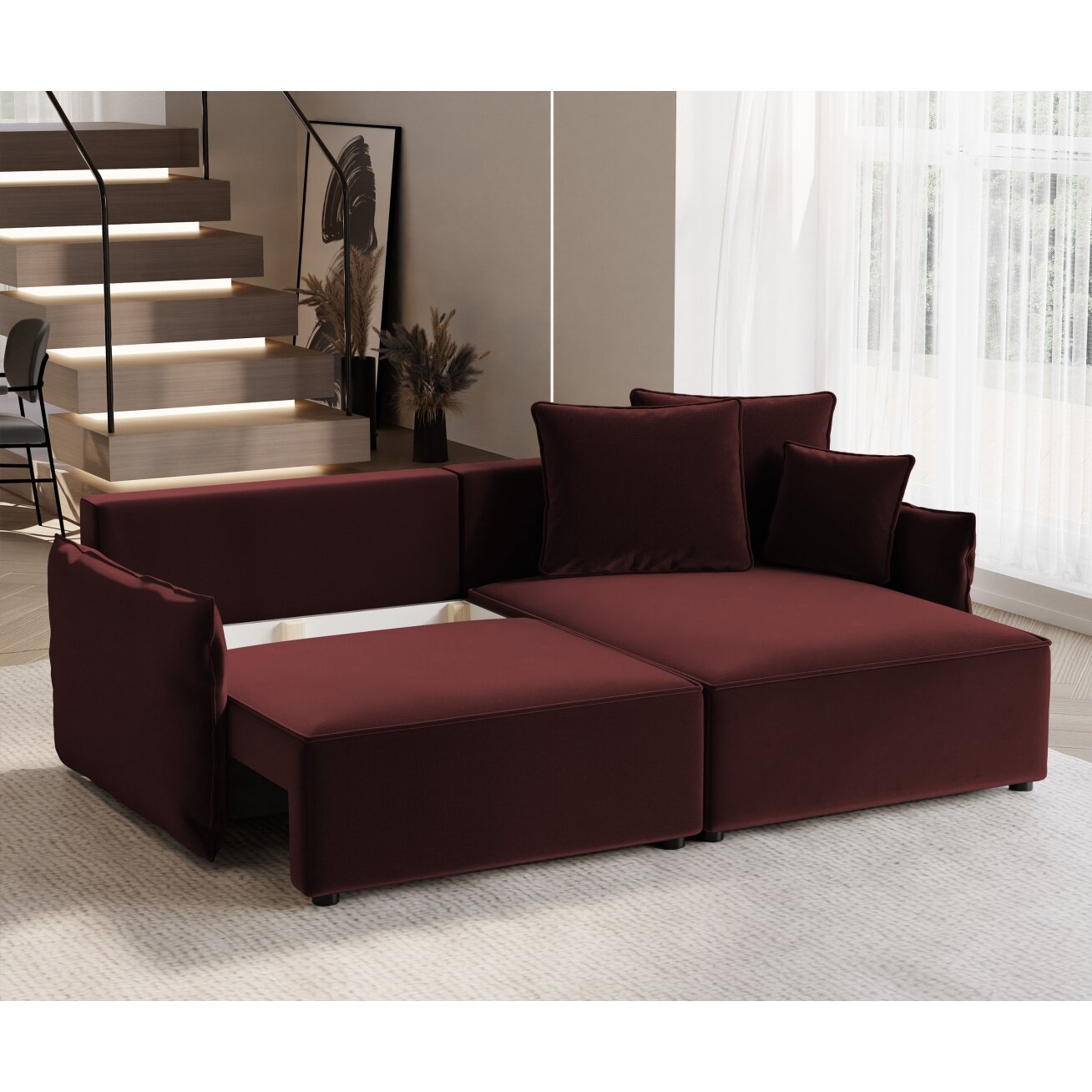 Minkštas kampinis sofa LEON su miego funkcija ir patalynės dėže Kampo pusė: dešinė, Spalvos: Tiffany 32 3