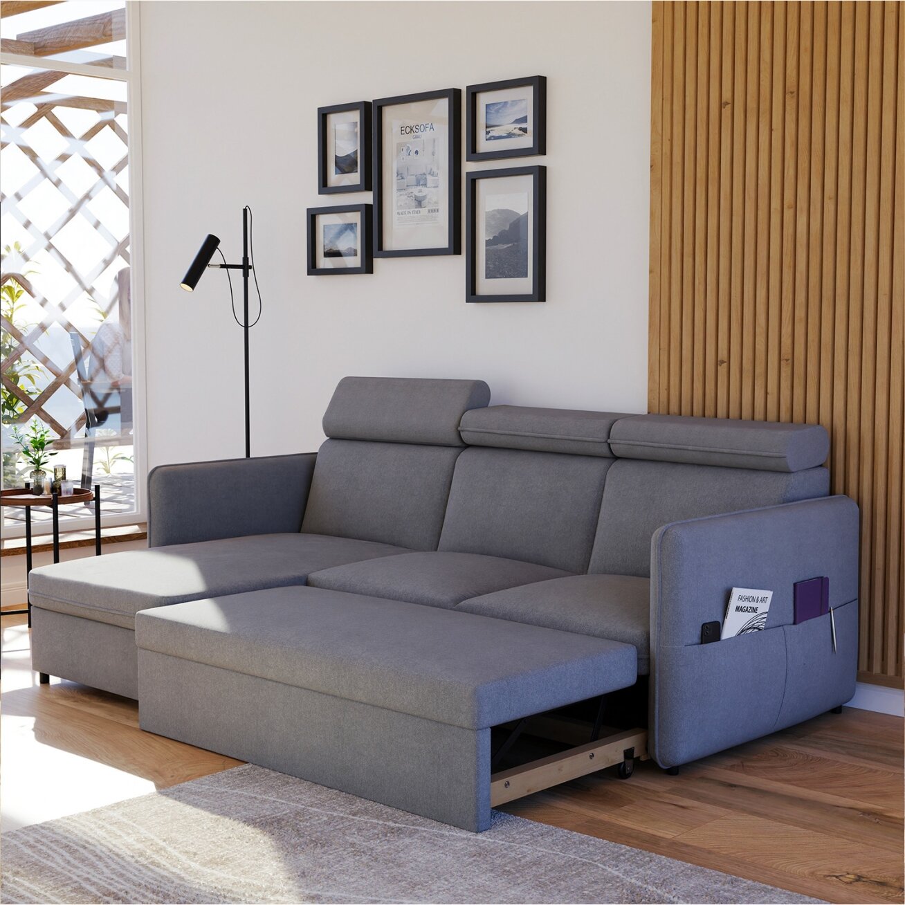 Minkštas kampinis sofa su reguliuojamu atlošu BENI Spalvos: Soro 90 (Pilka) 7 Minkštas kampinis sofa su reguliuojamu atlošu BENI Spalvos: Soro 90 (Pilka) 7