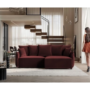 Minkštas kampinis sofa LEON su miego funkcija ir patalynės dėže Kampo pusė: dešinė, Spalvos: Tiffany 32