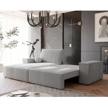Minkštas kampinis sofa HUGO su miego funkcija ir patalynės dėže Spalva: Poso 110 (šviesiai pilka), Kampo pusė: Kairė 2 Minkštas kampinis sofa HUGO su miego funkcija ir patalynės dėže Spalva: Poso 110 (šviesiai pilka), Kampo pusė: Kairė 2