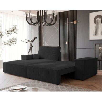 Minkštas kampinis sofa HUGO su miego funkcija ir patalynės dėže Spalva: Poso 135 (Antracitas), Kampo pusė: Kairė 2 Minkštas kampinis sofa HUGO su miego funkcija ir patalynės dėže Spalva: Poso 135 (Antracitas), Kampo pusė: Kairė 2