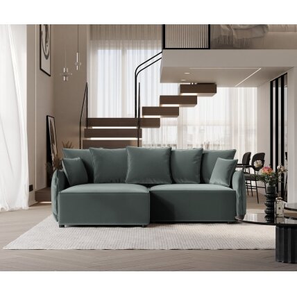Minkštas kampinis sofa LEON su miego funkcija ir patalynės dėže Kampo pusė: Kairė, Spalvos: Tiffany 12 1 Minkštas kampinis sofa LEON su miego funkcija ir patalynės dėže Kampo pusė: Kairė, Spalvos: Tiffany 12 1