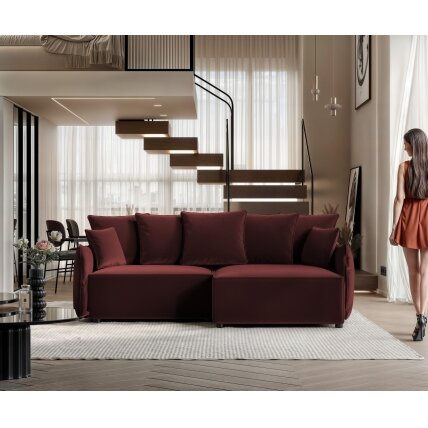 Minkštas kampinis sofa LEON su miego funkcija ir patalynės dėže Kampo pusė: dešinė, Spalvos: Tiffany 32 1