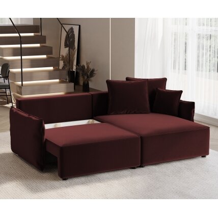 Minkštas kampinis sofa LEON su miego funkcija ir patalynės dėže Kampo pusė: dešinė, Spalvos: Tiffany 32 3