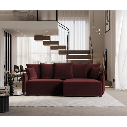 Minkštas kampinis sofa LEON su miego funkcija ir patalynės dėže Kampo pusė: dešinė, Spalvos: Tiffany 32 4