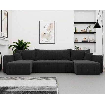 Minkštas kampinis sofas PIANO U su miego funkcija ir patalynės dėže Spalvos: Poso 135 (Antracitas) 3
