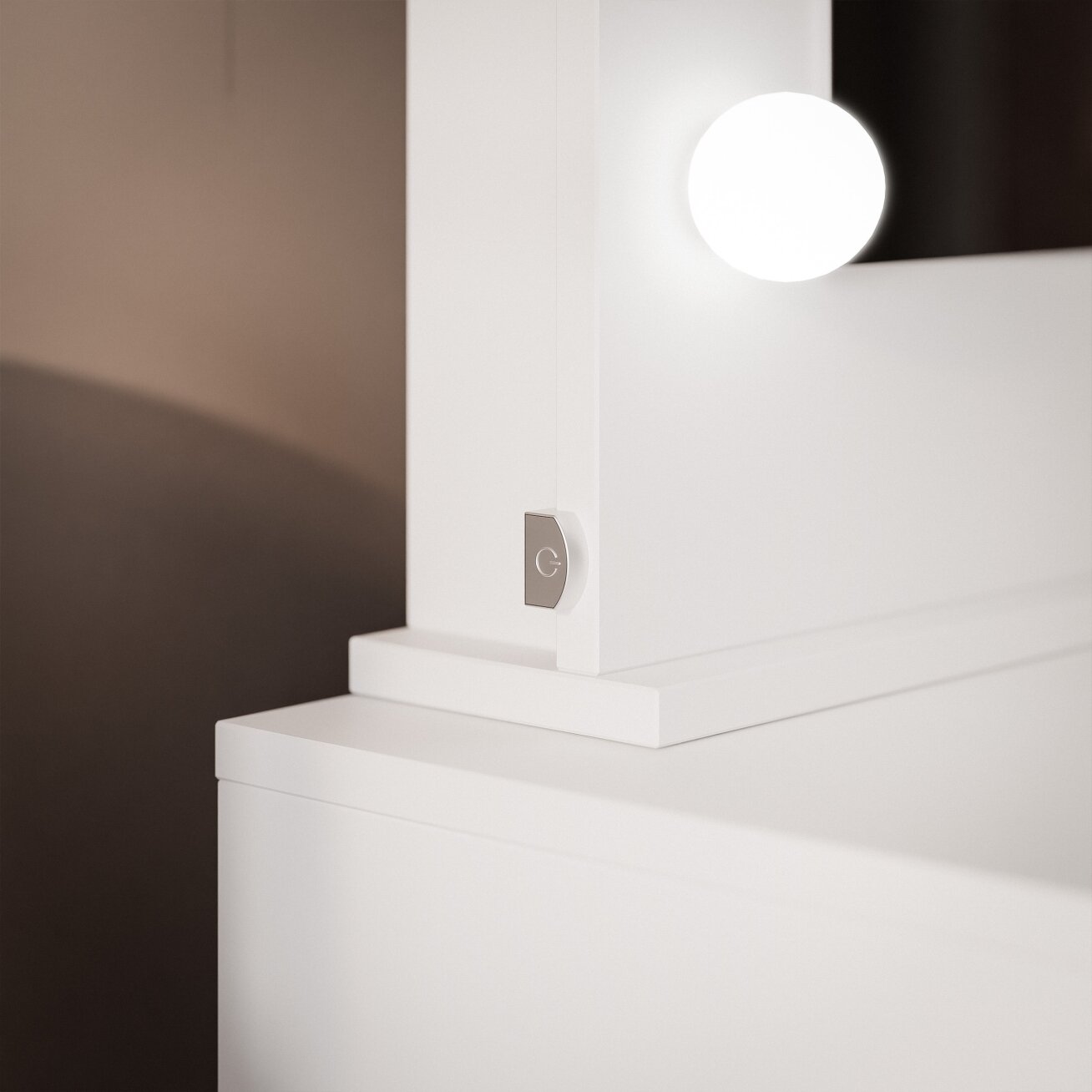 Kosmetinis tualetinis staliukas BELLA II su veidrodžiu ir LED apšvietimu Spalvos: Balta / balta matinė 6 Kosmetinis tualetinis staliukas BELLA II su veidrodžiu ir LED apšvietimu Spalvos: Balta / balta matinė 6