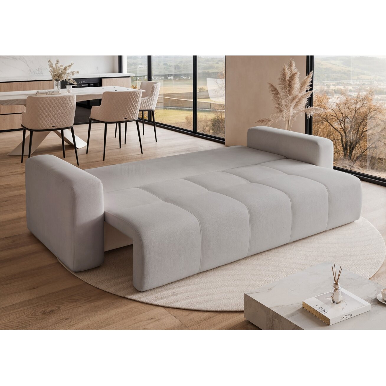 Trivietė išskleidžiama sofa PEDRO su patalynės dėže Spalvos: Manila 15 (šviesiai pilka) 1 Trivietė išskleidžiama sofa PEDRO su patalynės dėže Spalvos: Manila 15 (šviesiai pilka) 1