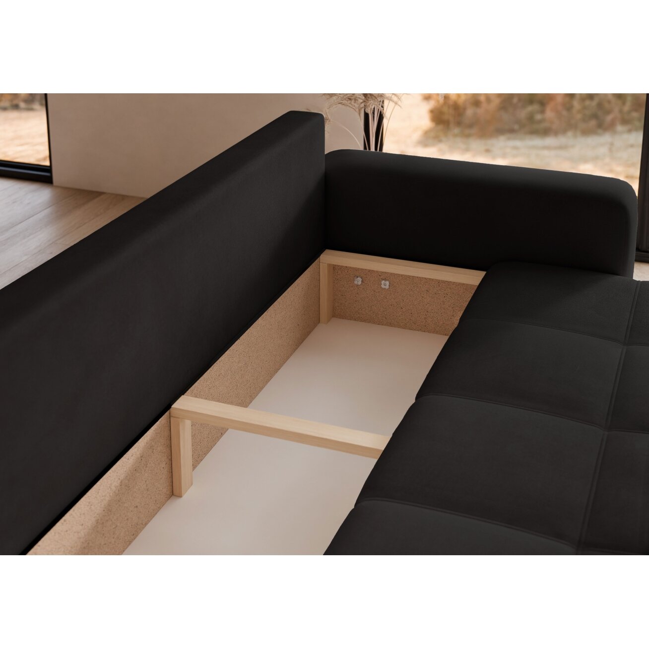 Trivietė išskleidžiama sofa PEDRO su patalynės dėže Spalvos: Manila 18 (Juoda) 3 Trivietė išskleidžiama sofa PEDRO su patalynės dėže Spalvos: Manila 18 (Juoda) 3