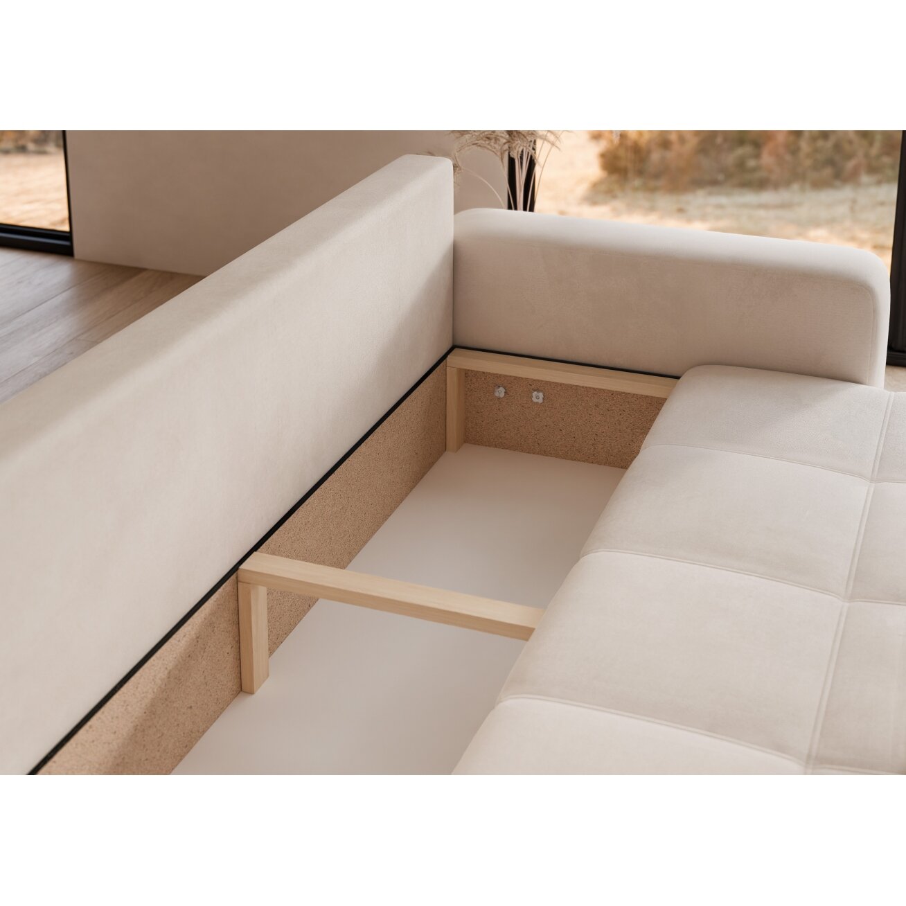 Trivietė išskleidžiama sofa PEDRO su patalynės dėže Spalvos: Manila 01 (Kreminė) 3 Trivietė išskleidžiama sofa PEDRO su patalynės dėže Spalvos: Manila 01 (Kreminė) 3