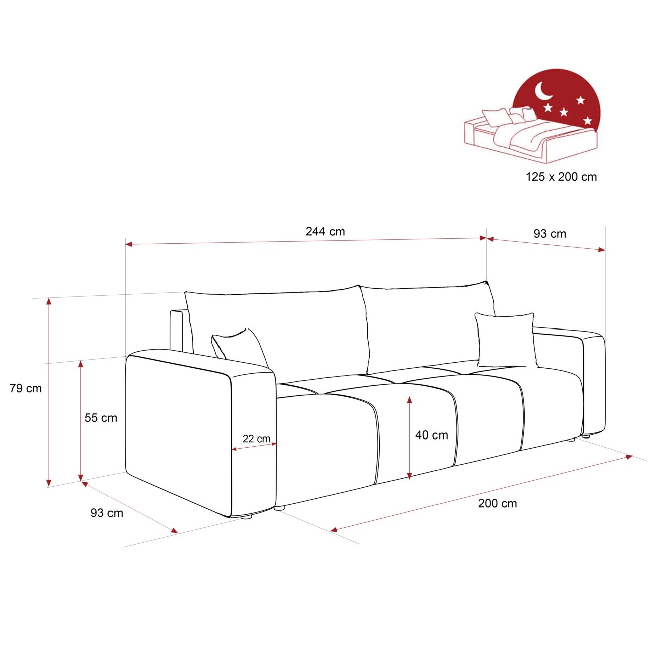 Trivietė išskleidžiama sofa PEDRO su patalynės dėže Spalvos: Manila 01 (Kreminė) 5 Trivietė išskleidžiama sofa PEDRO su patalynės dėže Spalvos: Manila 01 (Kreminė) 5