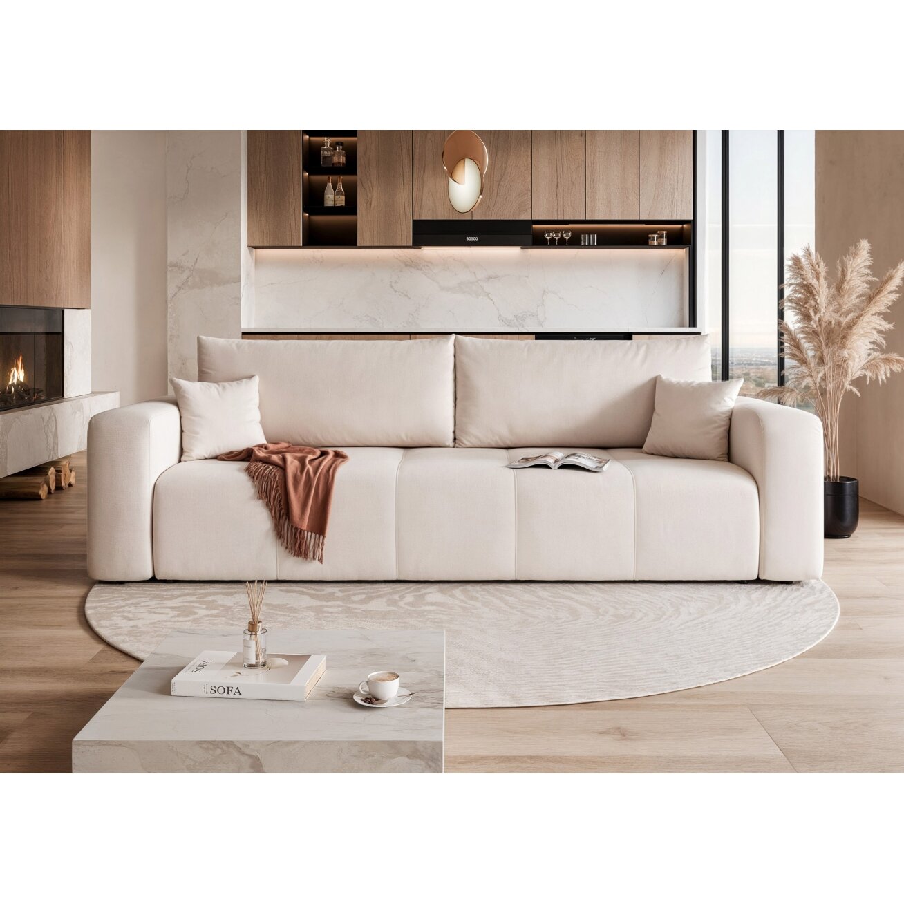Trivietė išskleidžiama sofa PEDRO su patalynės dėže Spalvos: Manila 01 (Kreminė) Trivietė išskleidžiama sofa PEDRO su patalynės dėže Spalvos: Manila 01 (Kreminė)