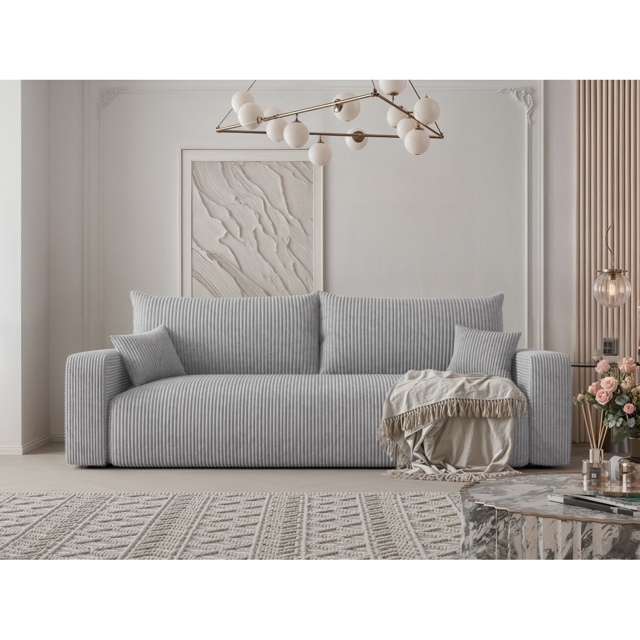 Trivietė sofa su miego funkcija PIANO Spalvos: Poso 110 (šviesiai pilka) Trivietė sofa su miego funkcija PIANO Spalvos: Poso 110 (šviesiai pilka)