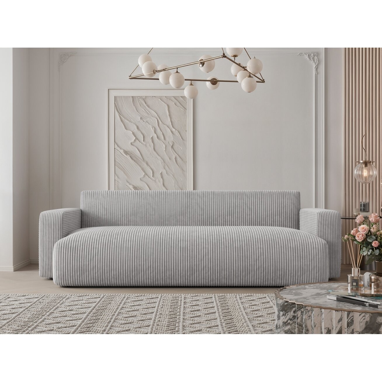Trivietė sofa su miego funkcija PIANO Spalvos: Poso 110 (šviesiai pilka) 1