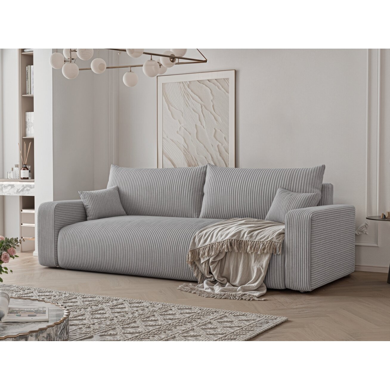 Trivietė sofa su miego funkcija PIANO Spalvos: Poso 110 (šviesiai pilka) 4