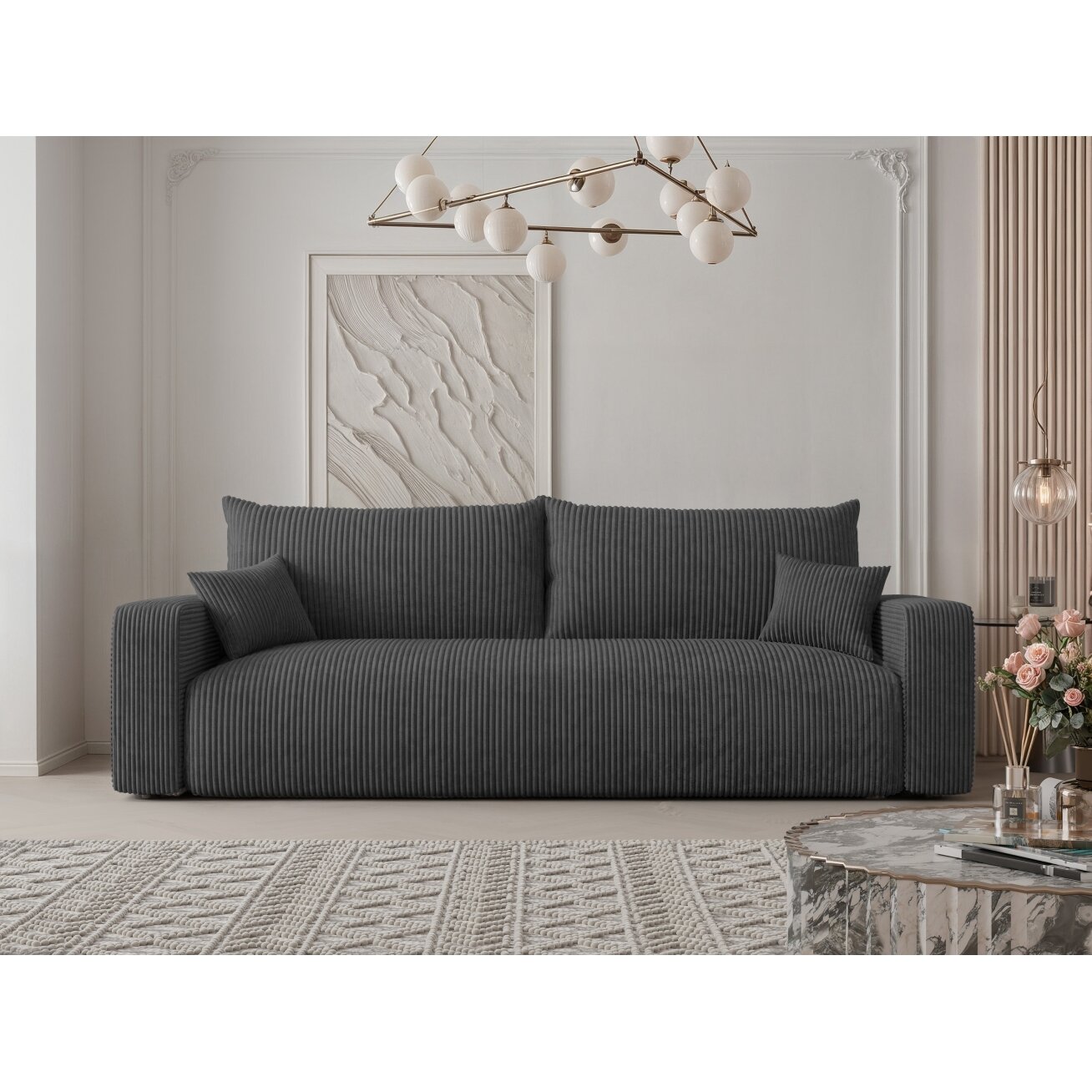 Trivietė sofa-lova PIANO Spalvos: Poso 34 (tamsiai pilka) 5