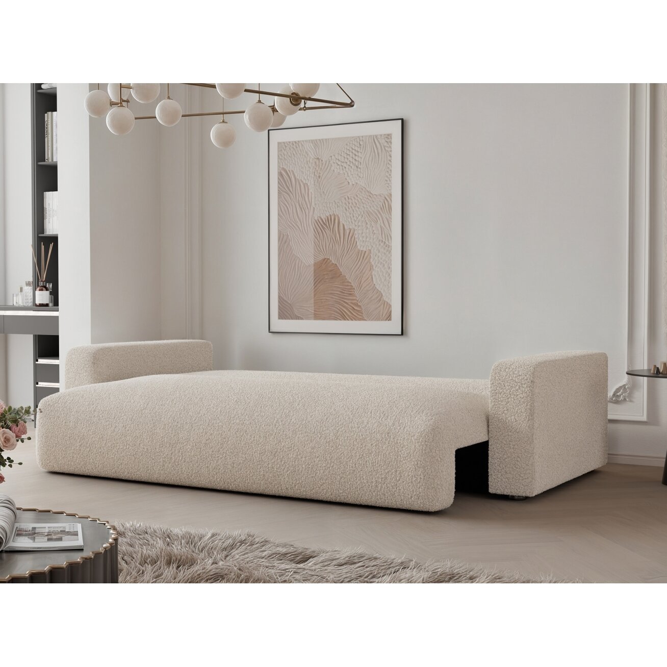 Trivietė sofa su miego funkcija PIANO Spalvos: Boucle C1 (Kreminė) 4 Trivietė sofa su miego funkcija PIANO Spalvos: Boucle C1 (Kreminė) 4