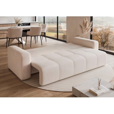 Trivietė išskleidžiama sofa PEDRO su patalynės dėže Spalvos: Manila 01 (Kreminė)