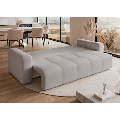 Trivietė išskleidžiama sofa PEDRO su patalynės dėže Spalvos: Manila 15 (šviesiai pilka)