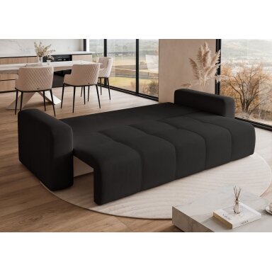 Trivietė išskleidžiama sofa PEDRO su patalynės dėže Spalvos: Manila 18 (Juoda)