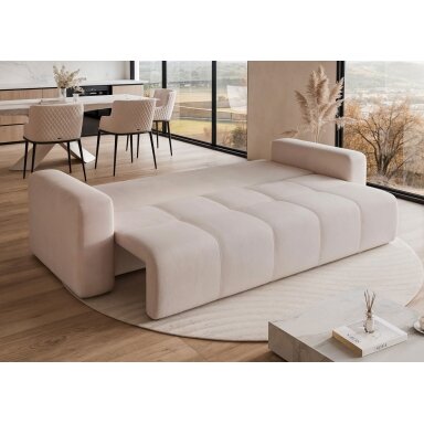 Trivietė išskleidžiama sofa PEDRO su patalynės dėže Spalva: Manila 02 (Smėlio)