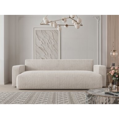 Trivietė sofa su miego funkcija PIANO Spalvos: Poso 100 (Kreminė)