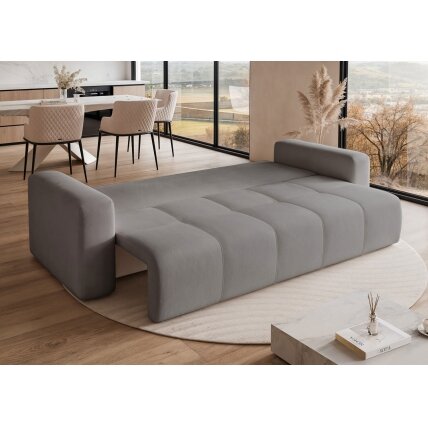 Trivietė išskleidžiama sofa PEDRO su patalynės dėže Spalvos: Manila 16 (Pilka) 1 Trivietė išskleidžiama sofa PEDRO su patalynės dėže Spalvos: Manila 16 (Pilka) 1