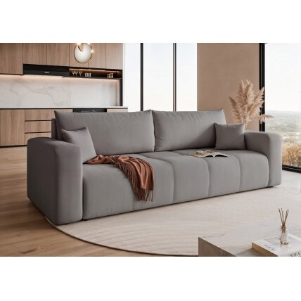 Trivietė išskleidžiama sofa PEDRO su patalynės dėže Spalvos: Manila 16 (Pilka) 2 Trivietė išskleidžiama sofa PEDRO su patalynės dėže Spalvos: Manila 16 (Pilka) 2