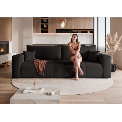 Trivietė išskleidžiama sofa PEDRO su patalynės dėže Spalvos: Manila 18 (Juoda) 4 Trivietė išskleidžiama sofa PEDRO su patalynės dėže Spalvos: Manila 18 (Juoda) 4