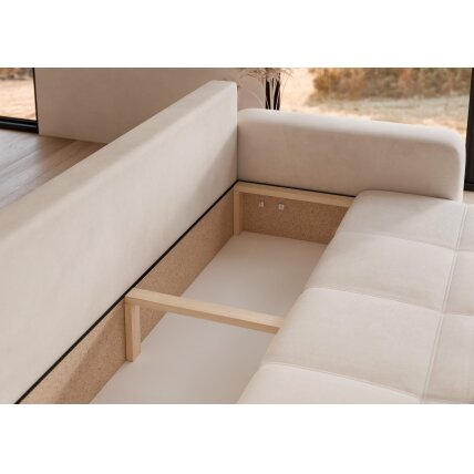 Trivietė išskleidžiama sofa PEDRO su patalynės dėže Spalvos: Manila 01 (Kreminė) 3 Trivietė išskleidžiama sofa PEDRO su patalynės dėže Spalvos: Manila 01 (Kreminė) 3