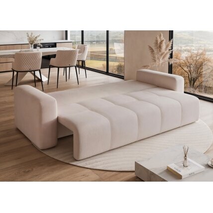Trivietė išskleidžiama sofa PEDRO su patalynės dėže Spalva: Manila 02 (Smėlio) 1