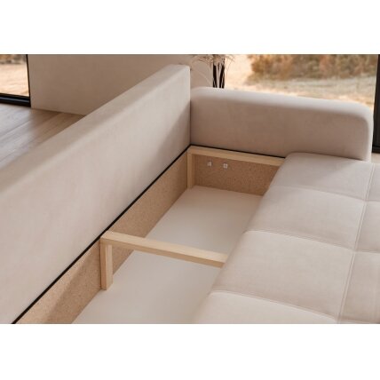 Trivietė išskleidžiama sofa PEDRO su patalynės dėže Spalva: Manila 02 (Smėlio) 3