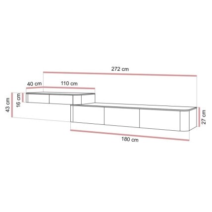 TV baldų komplektas SAGE272, kašmyro spalvos, su auksinėmis chromuotomis rankenėlėmis 6 TV baldų komplektas SAGE272, kašmyro spalvos, su auksinėmis chromuotomis rankenėlėmis 6