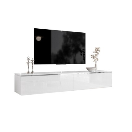 TV spintelė AURORA SILVER180, balta / baltas blizgus