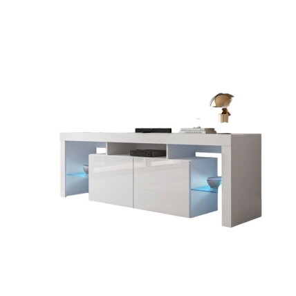 TV spintelė COLGANTE165, balta / baltas blizgus su LED apšvietimu TV spintelė COLGANTE165, balta / baltas blizgus su LED apšvietimu