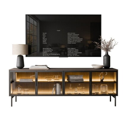 TV spintelė LINEA181, ruda / juoda su LED apšvietimu TV spintelė LINEA181, ruda / juoda su LED apšvietimu